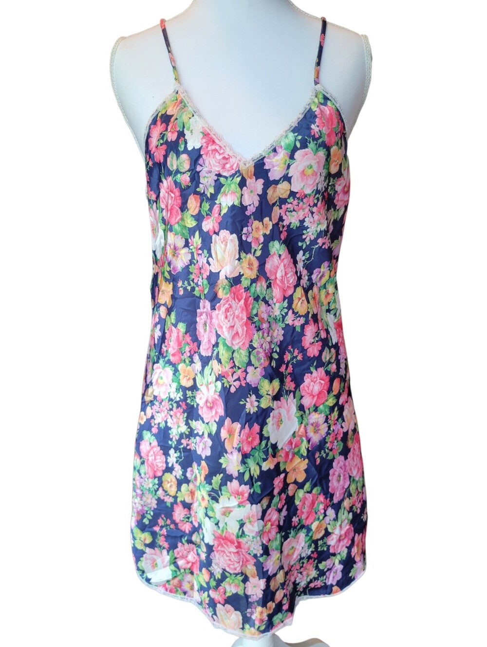 Vintage Interludes By Cira Blue Pink Floral Slip Dress